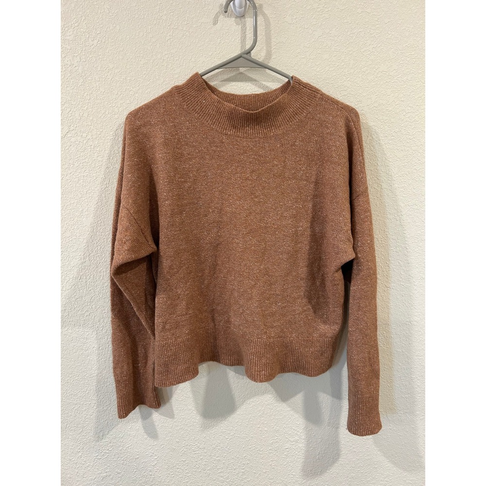 Reformation Elle Knit Crew Neck Sweater Rust Sparkle Yak Linen Blend Size S